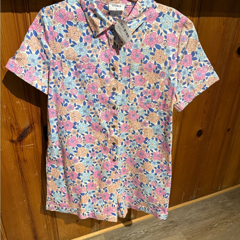 Storia Floral Button-Up Romper